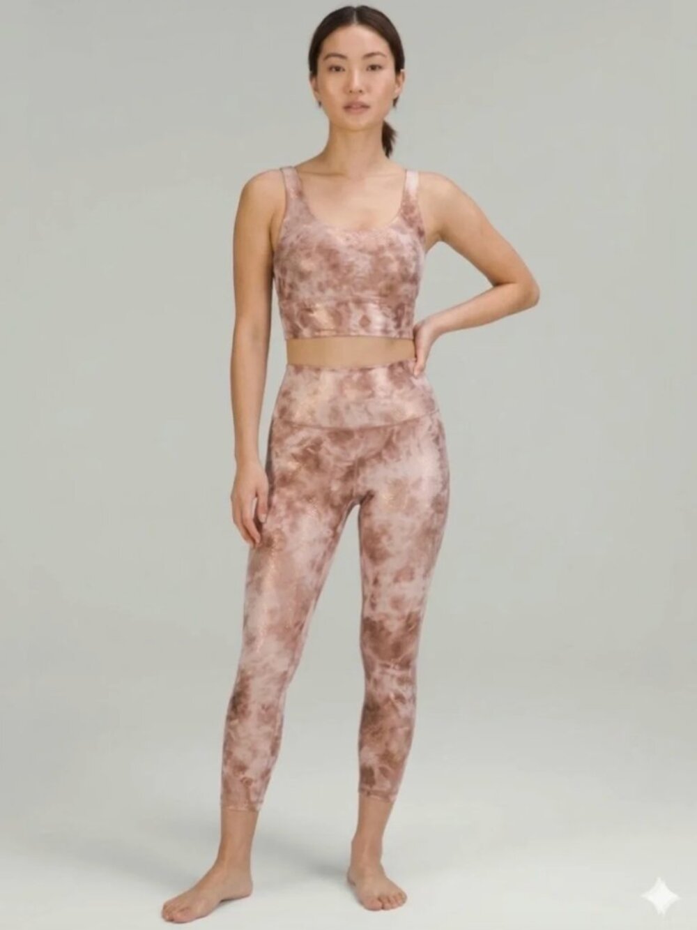 Lululemon Align HR Pant 25" Shine Size 4 Diamond Dye Misty Shell Cacao Dot Foil